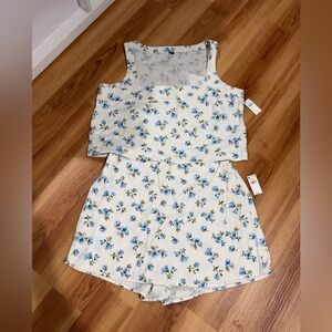 Floral Tank and Shorts Linen Set